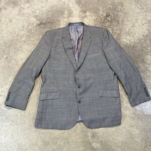 Samuel Windsor Blazer Mens 48R Wool Gray Plaid Single Breasted Double Vent‎
